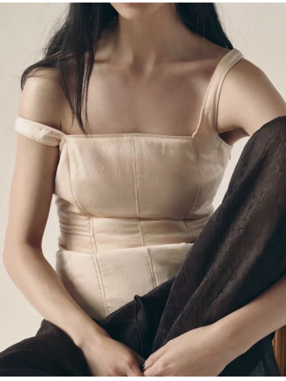 Zara Padded Corset Bustier Structured Satin tank top S neutral / beige S